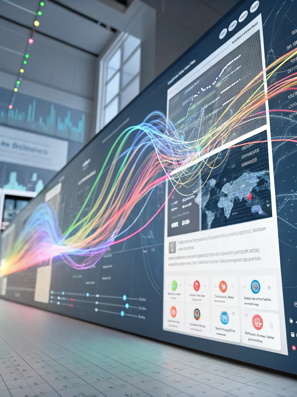 A graphic illustrating AI algorithms analyzing social media trends and sentiment, with automated content scheduling and engagement.