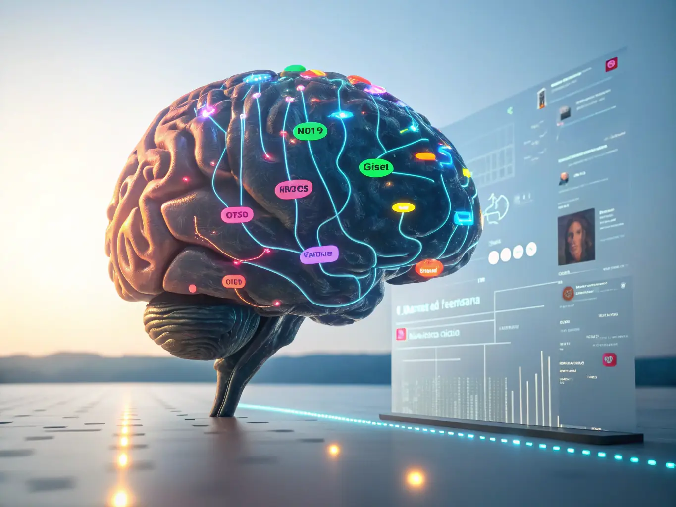 A visual representation of AI-driven social media marketing, showcasing how AI analyzes audience behavior, optimizes content, and automates engagement to build brand awareness and drive conversions.